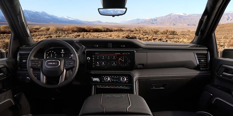 Interior dashboard and cockpit of the 2026 GMC Sierra 2500 HD Pro